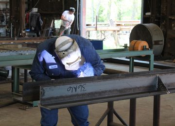 Steel Beam Fabrication at our Winnsboro, Texas Fab Shop